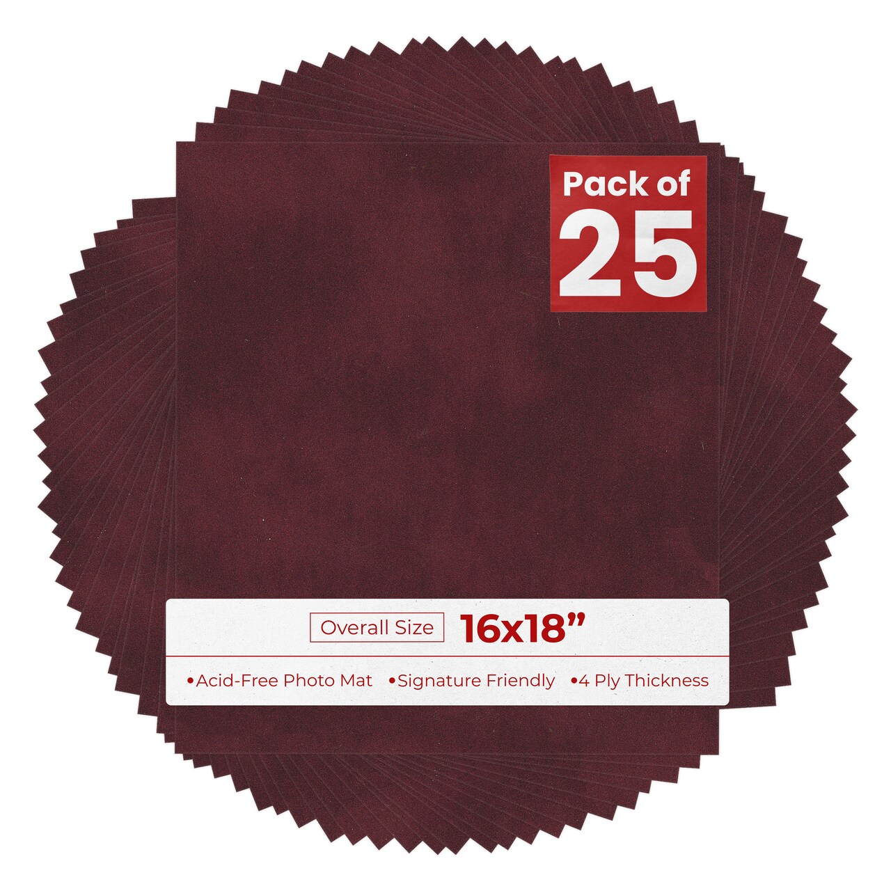 Dark Red Suede 16x18 Uncut Mat Board - Blank Sheets, No Opening